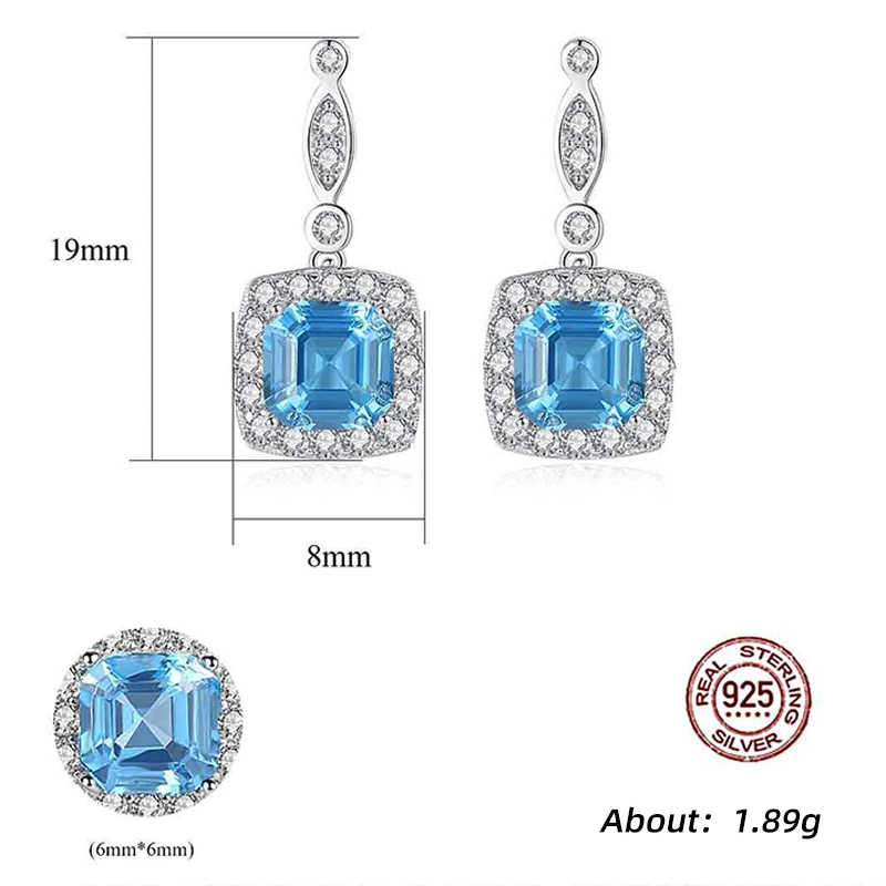 JoyceJelly Trendy 925 Sterling Silver Women Drop Earrings Jewelry Aquamarine Gemstone Fine Wedding Gift Wholesale | Украшения и