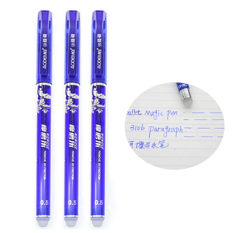 3 шт. детская Студенческая канцелярия стираемая гелевая ручка синие чернила 0 5 мм