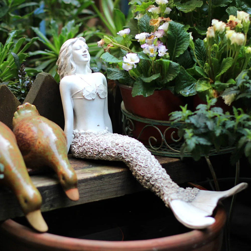 

Creative Resin Mermaid Garden Decoration Outdoor Courtyard Retro Old Desktop Decoration Fairy Tale Garden Home Decoration