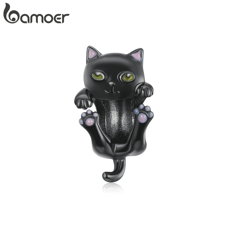 bamoer шармы из серебра 925 пробы мультипликационная кошка шармы-подвески для