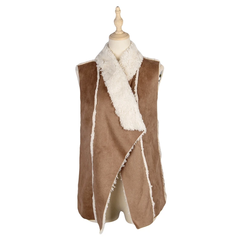 

Reversible Faux Leather Suede Lamb Fur Vest Jacket Women Autumn Winter Sleeveless Warm Waistcoat Outwear Female Coats
