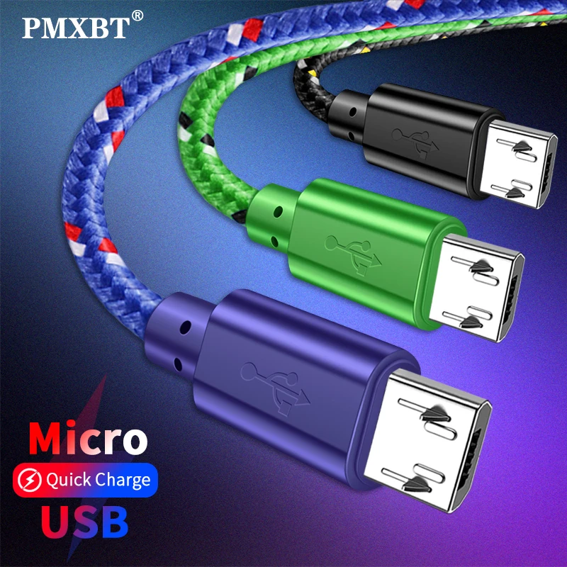 3 м цветной нейлоновый Micro USB кабель быстрое зарядное устройство Android мобильный