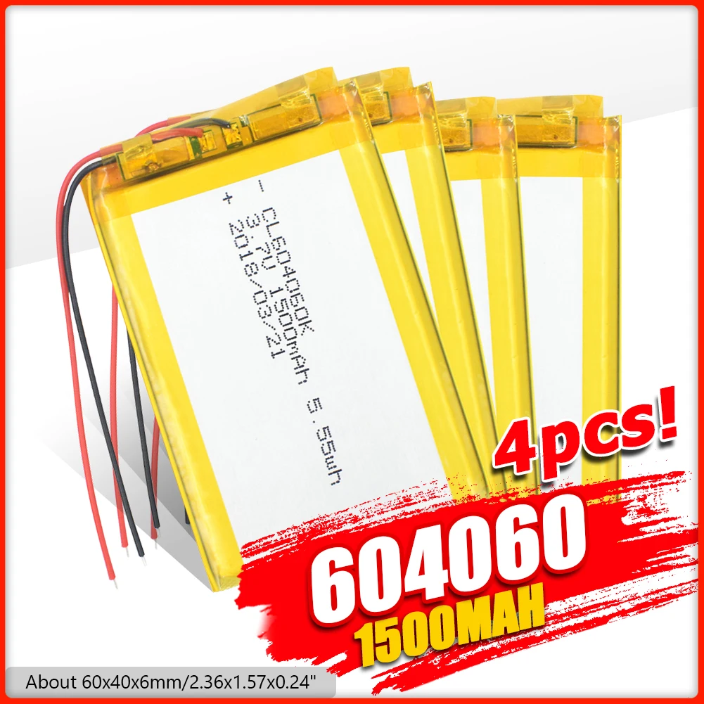Полимерная аккумуляторная батарея 604060 3 7 v 1500mAh литий ионная полимерная литиевая