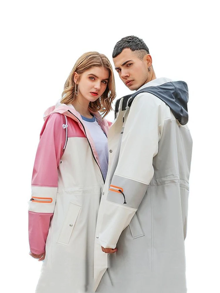 Водонепроницаемый длинный дождевик женский розовый Тренч длинная уличная