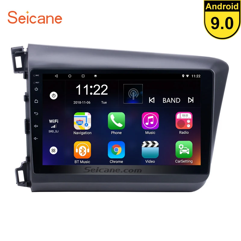 Seicane 10,1 дюймов Android 9,0 четырехъядерный автомобильный Радио мультимедийный плеер для 2012 2013 Honda Civic gps навигация с wifi DVR