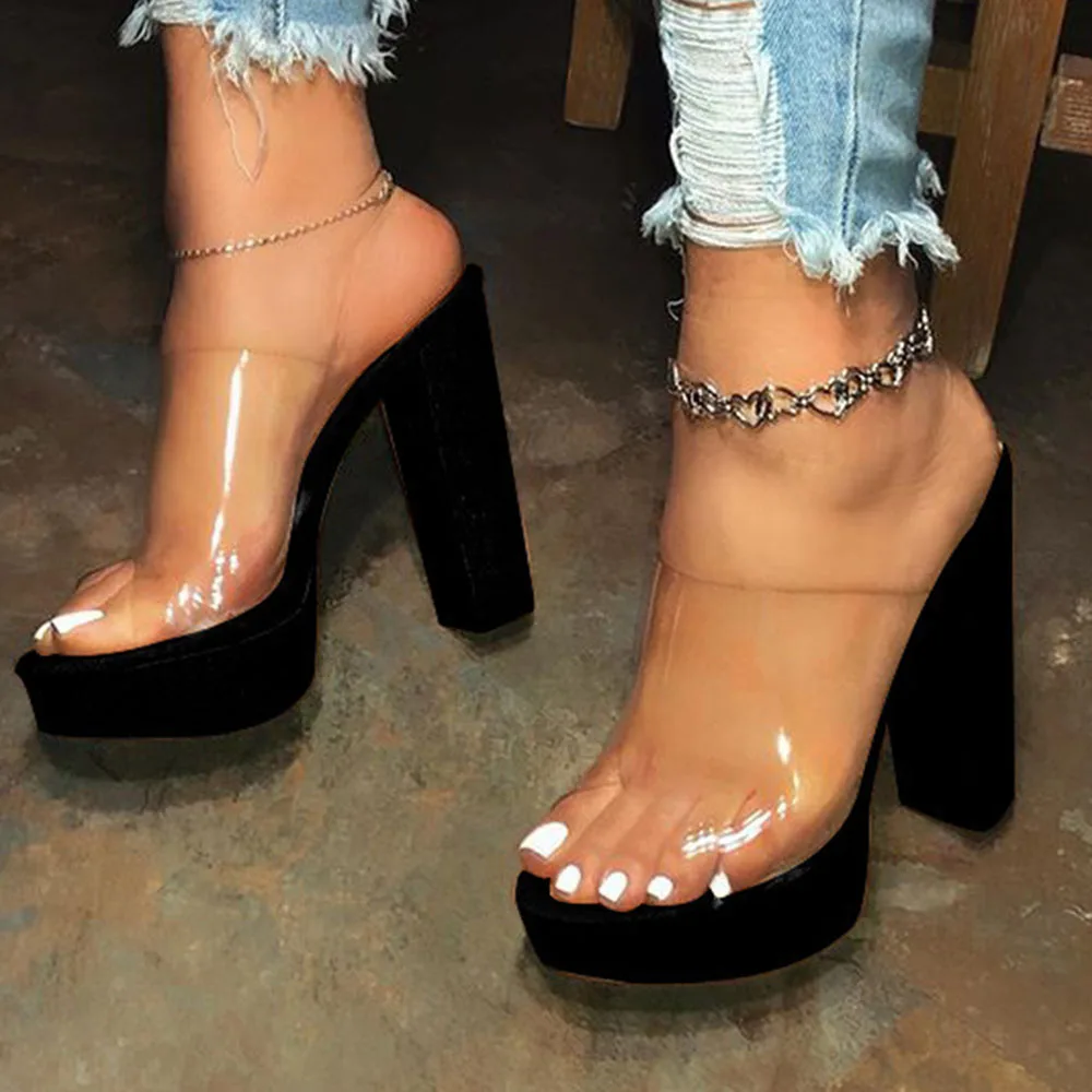 Transparent Slippers Women Shoes 2020 Summer Beach Slip On High Heel Sandals Outside Flip Flops Designers | Обувь