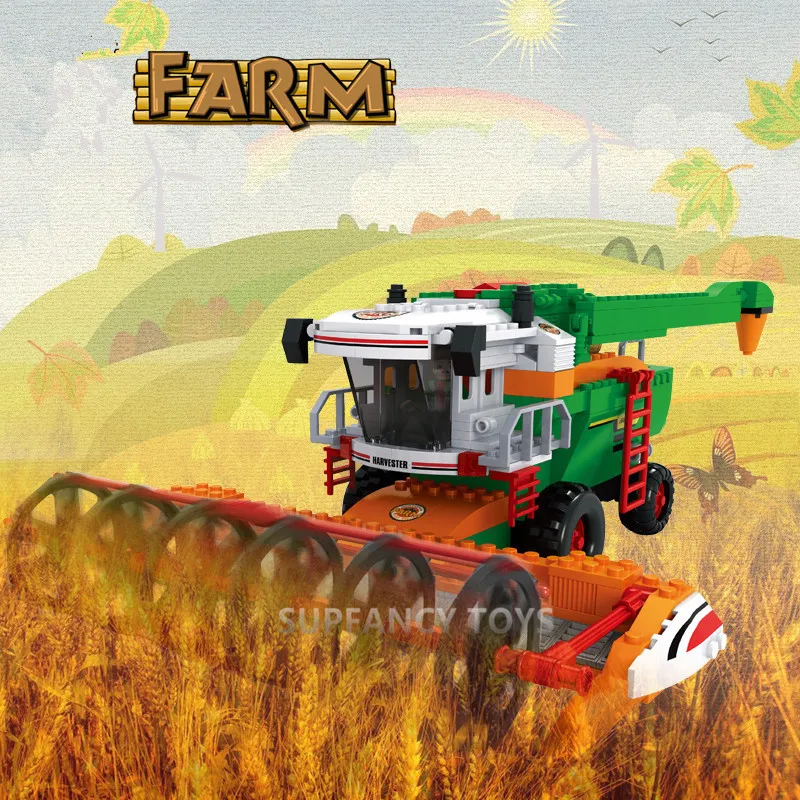

565Pcs Farm Harvester Building Blocks Sets Assembled Granules Figures City Brinquedos DIY Bricks Educational Toys for Children