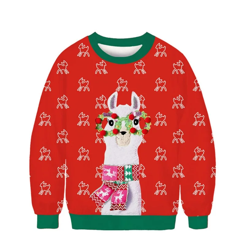 Уродливый Рождественский свитер с 3D забавным принтом клоуна осенне-зимний