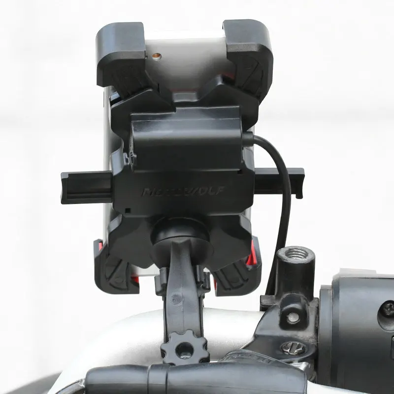 Bicycle Phone Holder Motorcycle USB Charger Mount Stand Bike Handlebar Mirror Cellphone Clip Charging Bracket Clamp Support