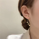 Женские позолоченные серьги с кисточками, модные круглые серьги с бусинами в Корейском стиле, ювелирные украшения для вечеринок, украшения для подарка, 2021