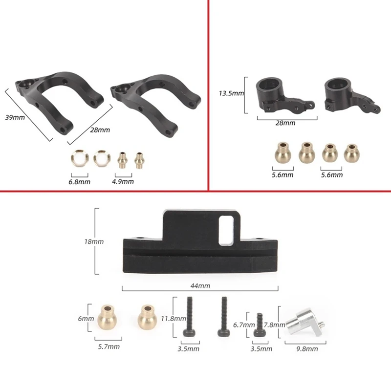 

D12 CNC Metal Upper & Lower Swing Arm Steering Cup Knuckle Accessories Set for WPL D12 1/10 RC Car Upgrades Parts