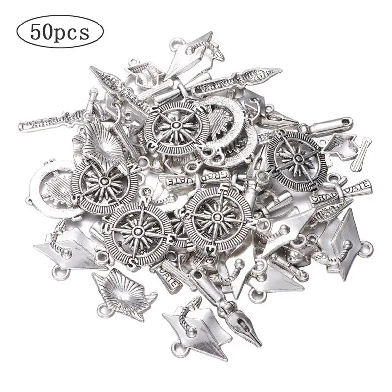 Кулон на выпускной подарок шапка диплом компас Шарм в форме ручки для браслетов