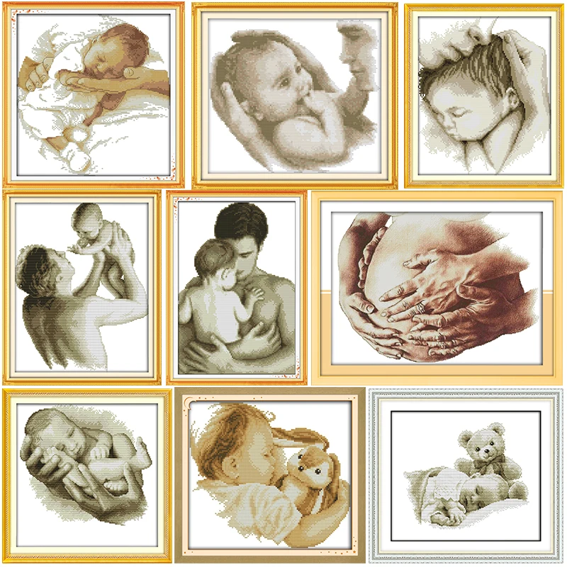 

Joy Sunday Counted Cross Stitch Kit Paternal Love Pattern Canvas 11CT 14CT Print Stamped Cotton Fabric Needlework Embroidery Set