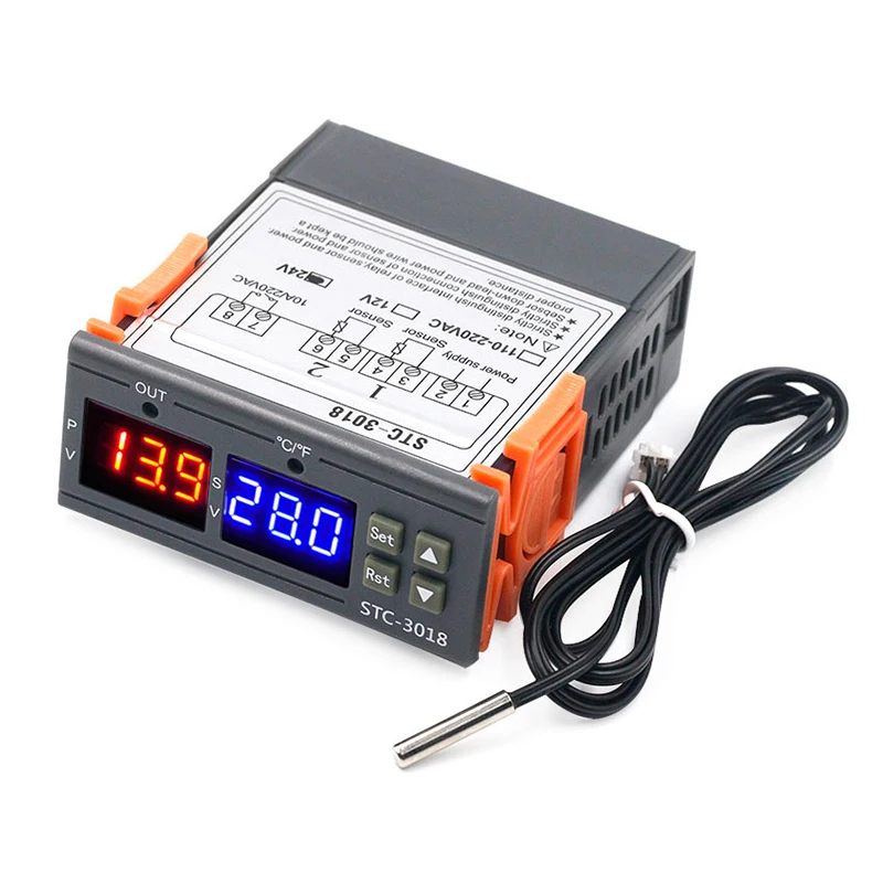 

12V 24V 110V 220V LED Digital Temperature Controller Incubator Temperature Regulator Digital Monitoring Instrument STC-3018