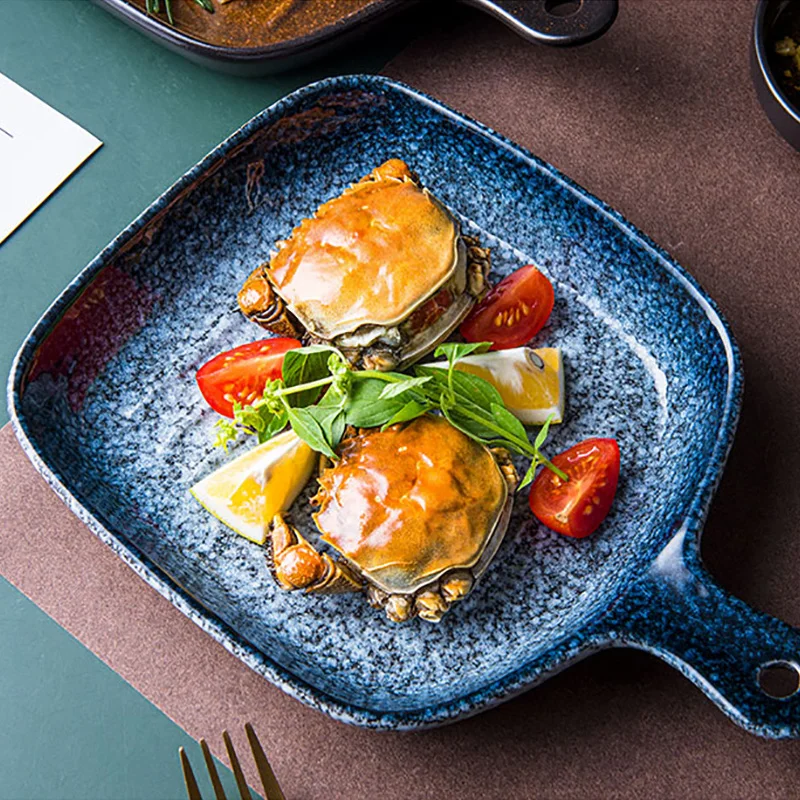 Керамическая тарелка RUX в японском стиле с ручкой для запеченного риса пиццы