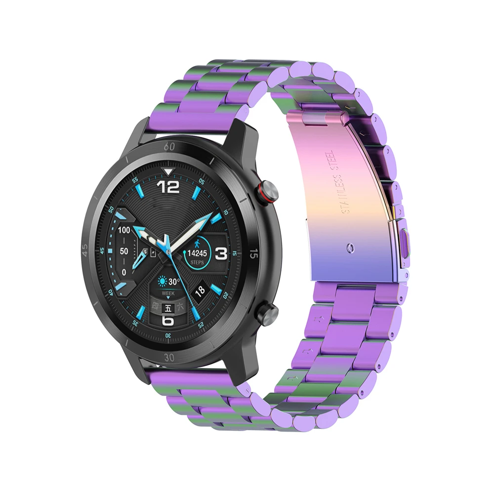 

Three-bead Stainless Steel Watchband 22mm for Samsung Galaxy Watch 3 for POLAR Grit X for Ticwatch PRO for Huawei GT 2e Watch