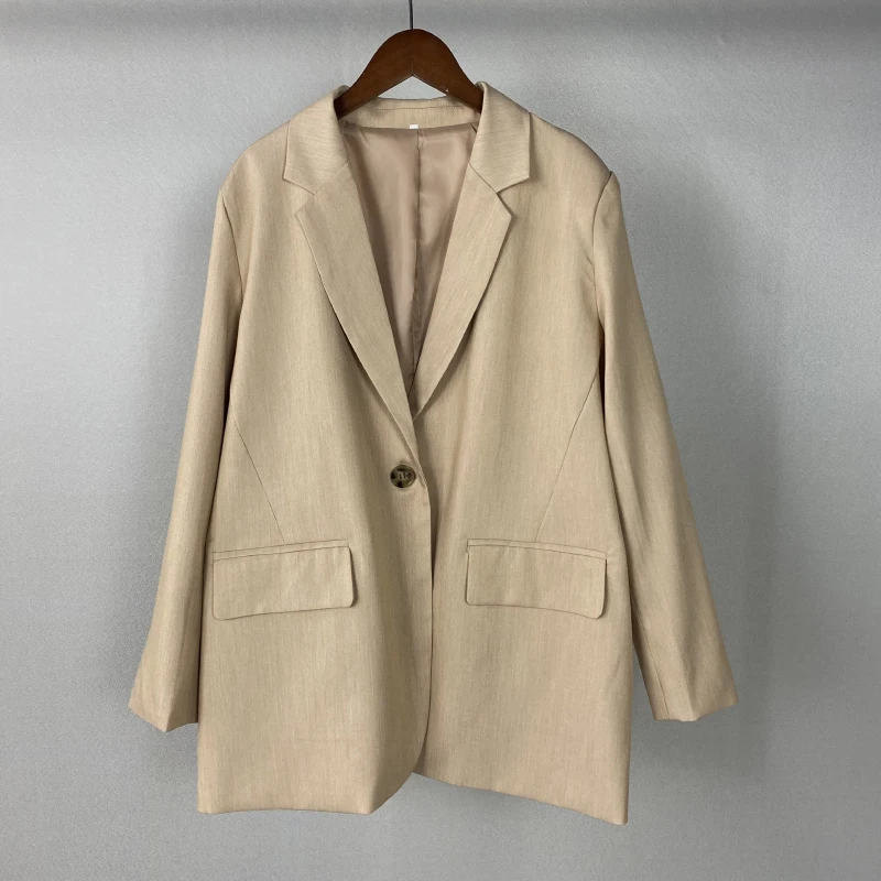 Черный пиджак Msfancy большого размера d Женский винтажный на одной пуговице