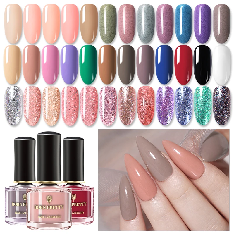 Цветной лак для ногтей 1 флакон 6 мл 55 цветов с блестками серия розового золота