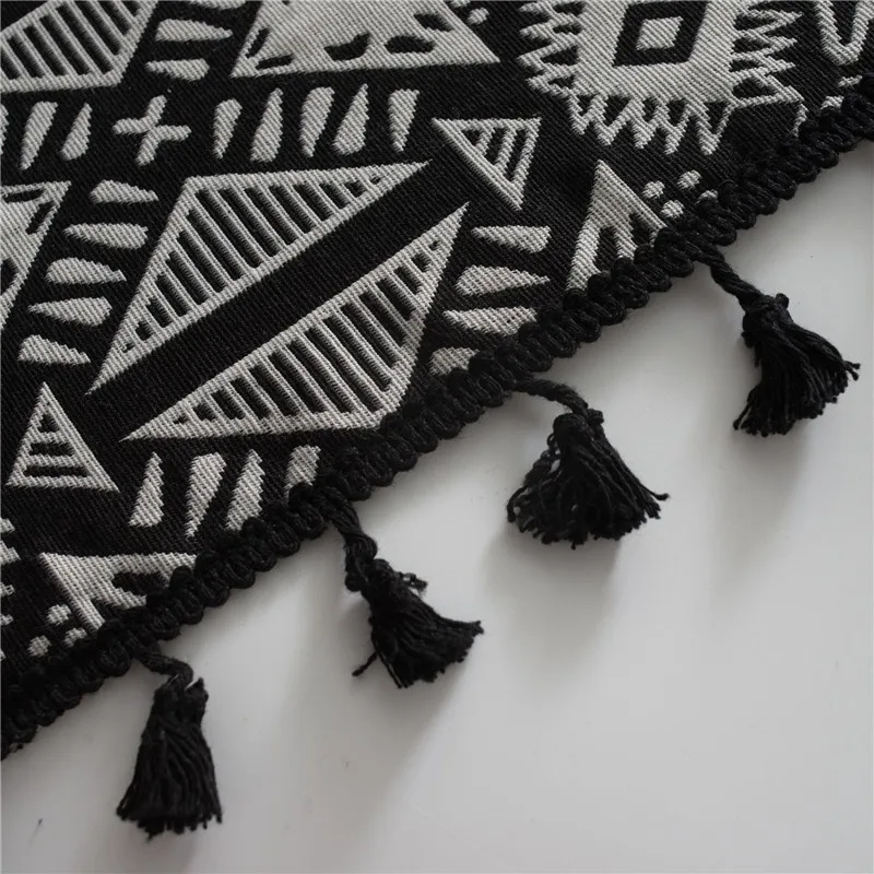 

Geometric Black Tassel Shading Curtain Window Treatment New Style Polyester Home Living Room Bedroom Curtains Decoration