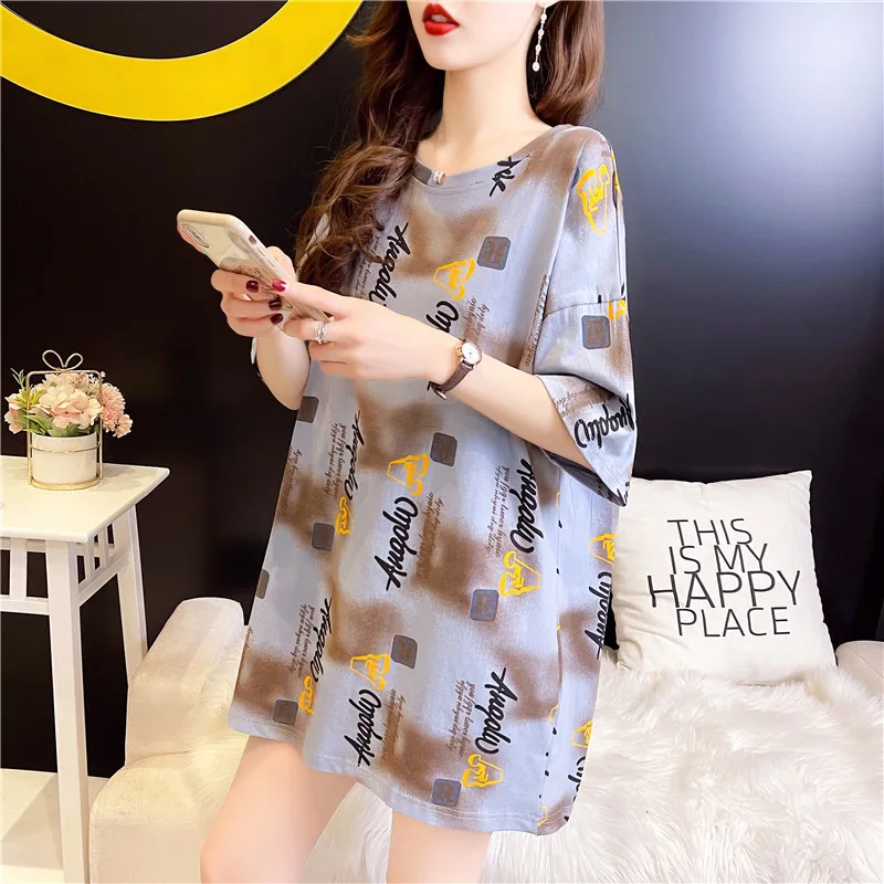 

Summer Letter Printed Bottoming Shirt Women 2021 New Loose Korean Style Short-sleeved T-shirt Female Casual T-shirts