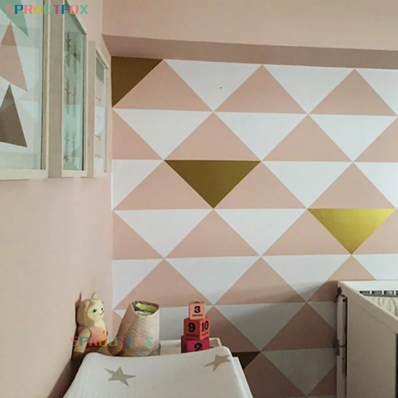 Виниловая наклейка сделай сам для детской комнаты в виде больших треугольников