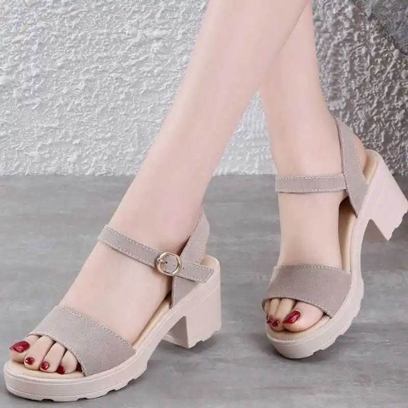 

Women's Sandals Summer Fashion Buckle Strap Modern Sandals Casual Med Heels Sandals for Ladies Zapatos De Mujer KP111