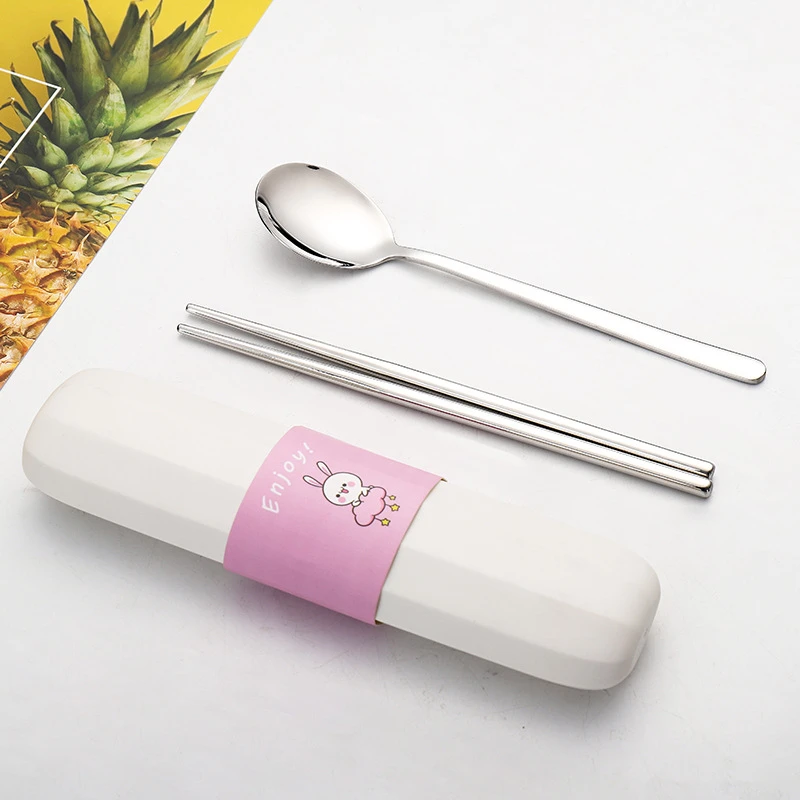 304 Stainless Steel Tableware Rectangle Lunch Dinner Set Portable School Travel Camping Gadgets Chopsticks Spoon Fork Box | Дом и сад