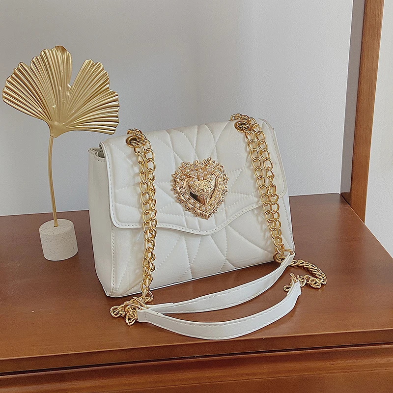 

Fashion Designer Lock Thread Chain Shoulder Crossbody Bag for Women Handbag Purses 2021 New Design Fashion Ladies Messenger Bags