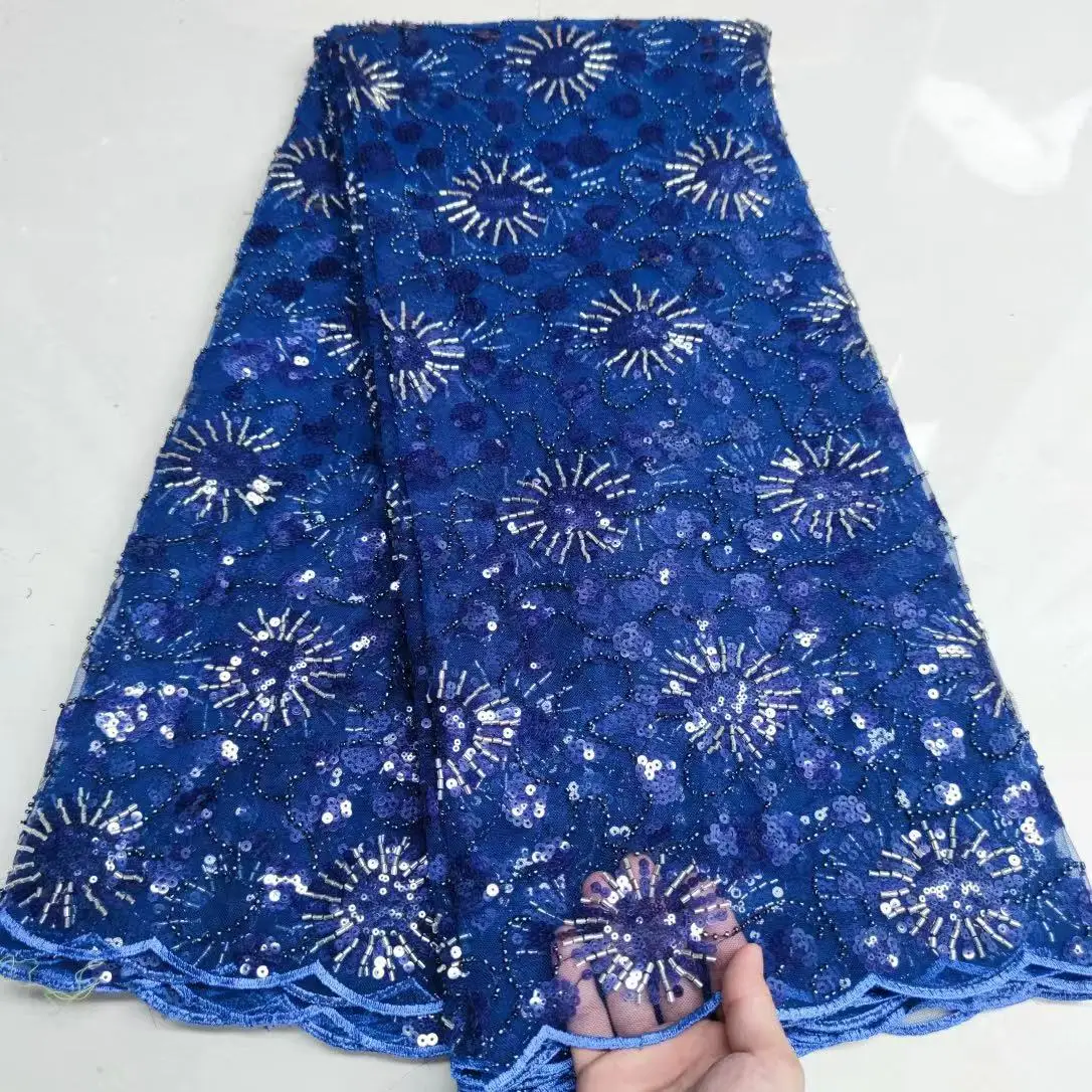 

Французское Сетчатое кружево с вышивкой и блестками, новейшее Африканское кружево ручной работы, бисер для платья, тюль, сетчатая кружевная ткань