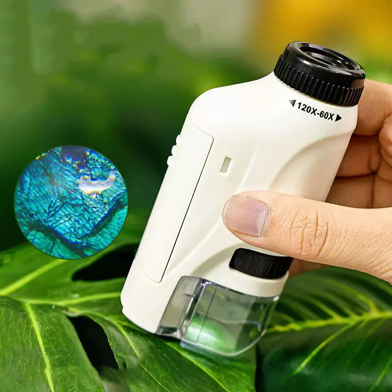 

Handheld Microscope Kit Lab LED Light 60X-120X School Home Biological Science Educational Toys For Children Kids