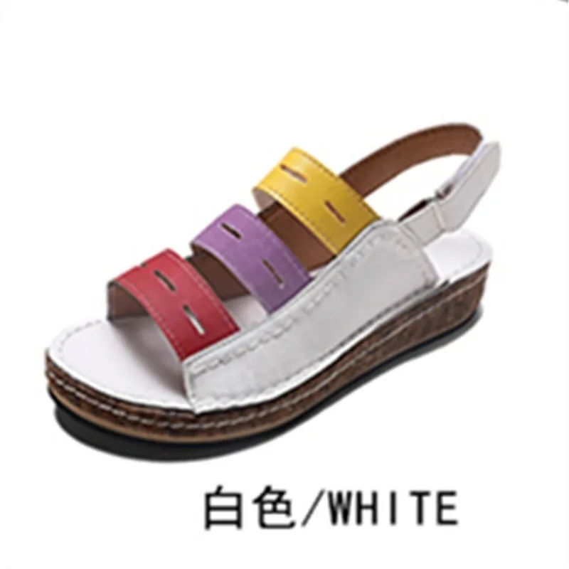 Летние женские босоножки женская мягкая прошитая обувь на танкетке с открытым