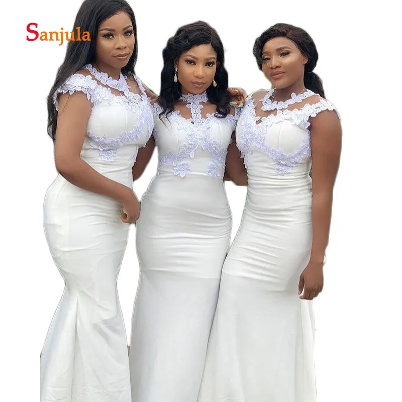 Сатин цвета слоновой кости с белой аппликацией платье подружки невесты из