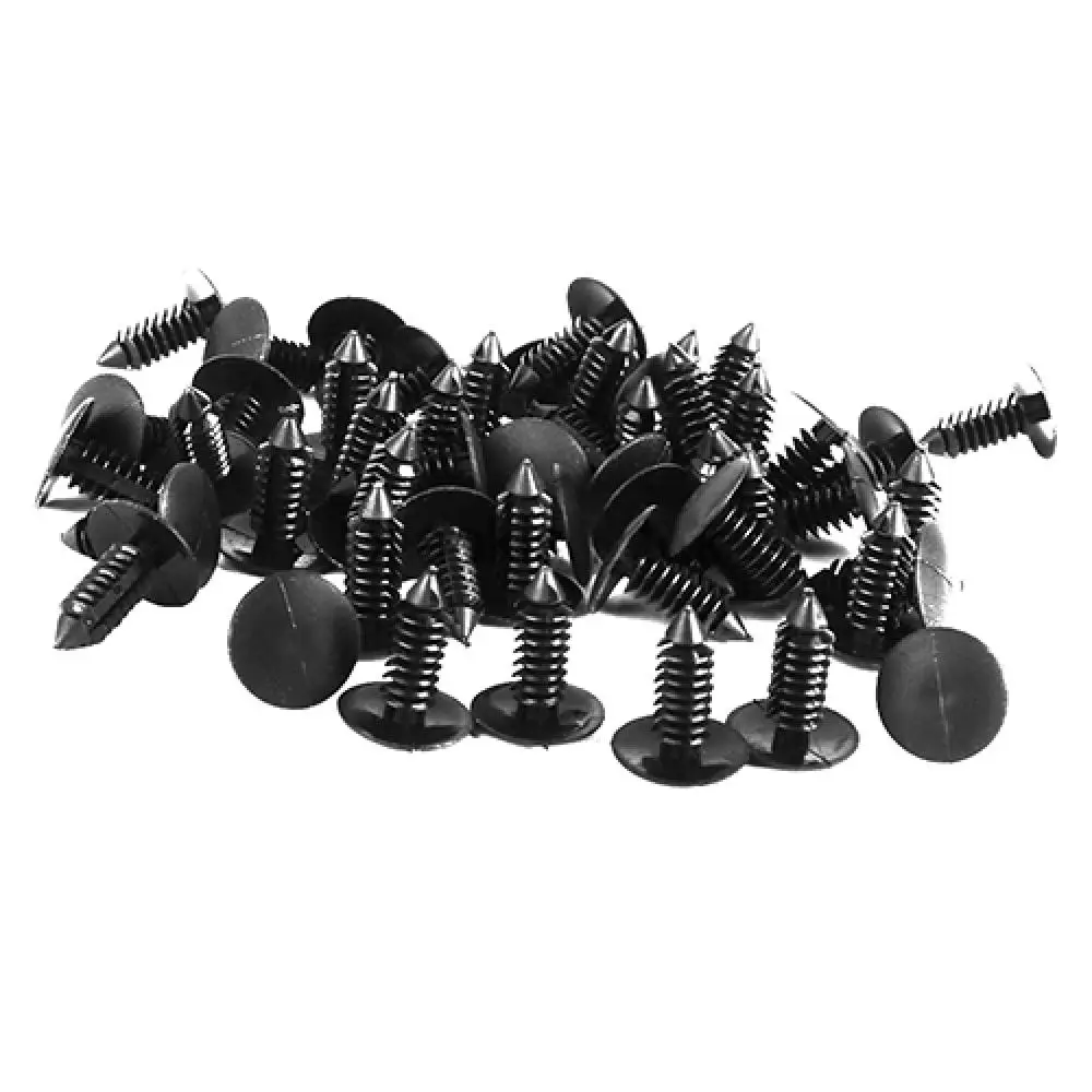 50x Black Nylon Tree Type Push Rivet Car Retainer Clips for Canopy Securing Hole Door Lined Cover Barbs Pin | Автомобили и