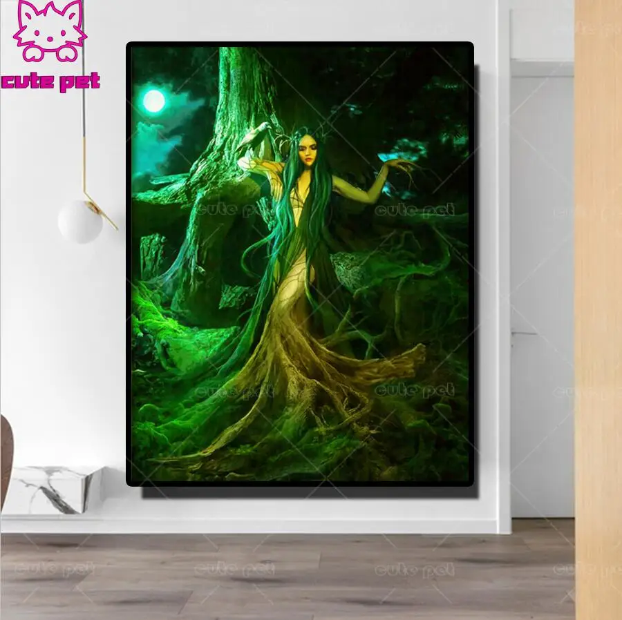 Алмазная живопись сделай сам фантазийное дерево женщина полная квадратная