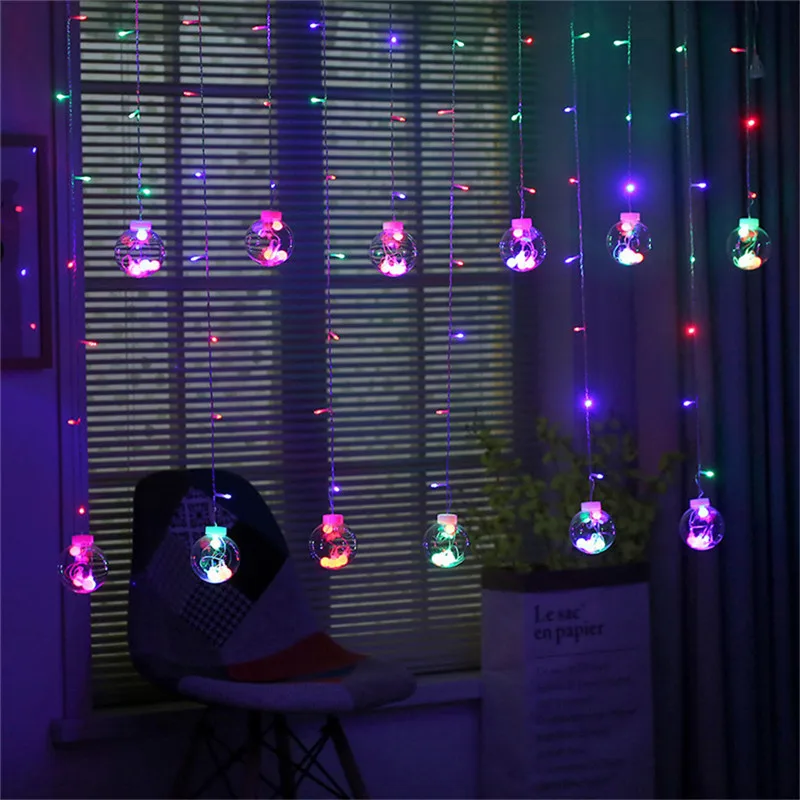 Multi color 3 м Глобус светодиодный гирлянда Звездный хрустальный шар желаний гирлянды Декорации для занавесок спальня гостиная балкон Рождество Свадьба - Испускаемый цвет: Multi color