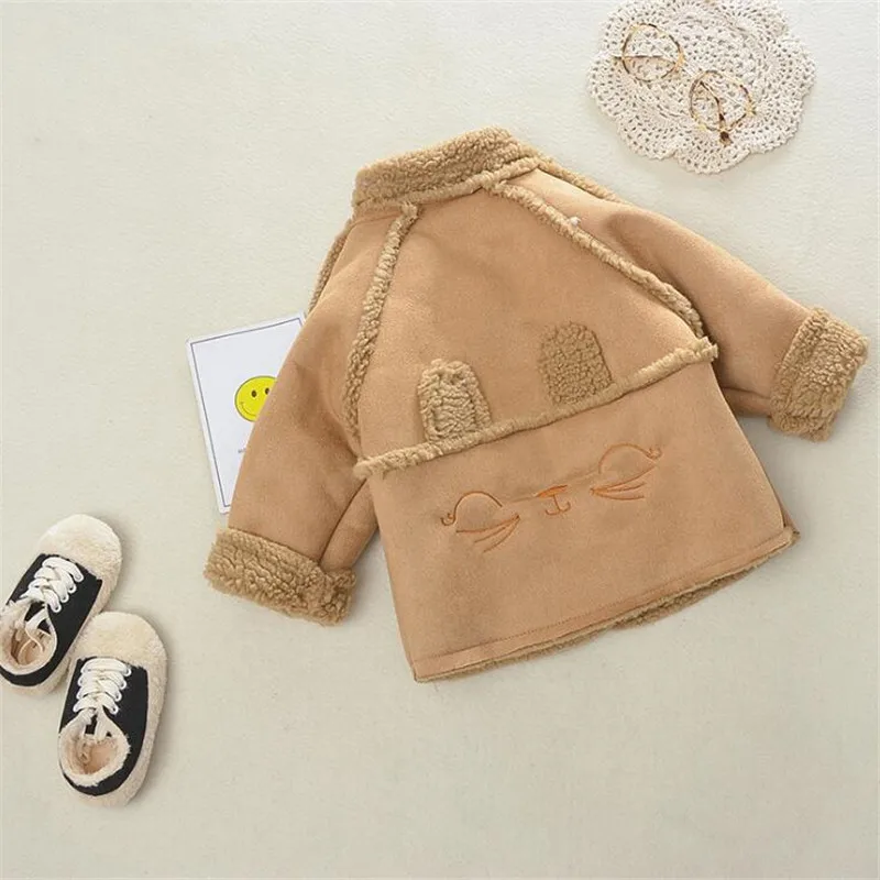 2019 Children Coat Kids Girl Thick Casual Jacket Teen Girls Warm Outerwear Clothes Velvet Buttons Pockets Baby Boys 2-9T Tops | Мать и