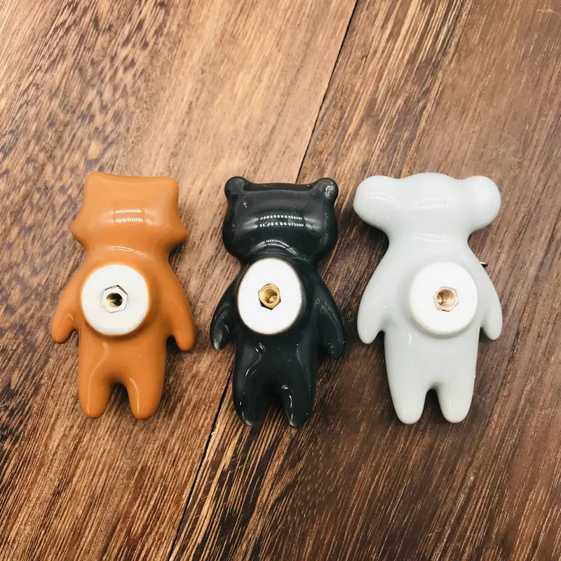 1x керамическая ручка фарфоровая в мультяшном стиле для мебели шкафа комода дома
