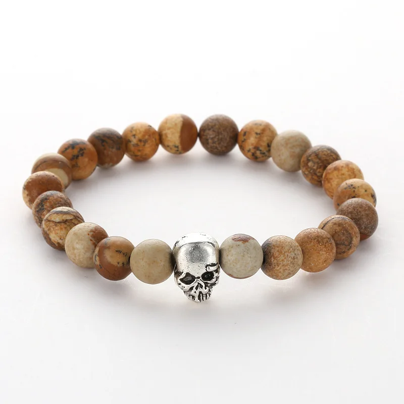 8 мм браслет из коричневого камня с натуральным изображением уникальные