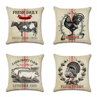 Винтажная ферма, животные, корова, Цыпленок, поросенок, петух, льняная подушка, чехол, милый фермерский диван, комната, кухня, декоративный чехол для подушки