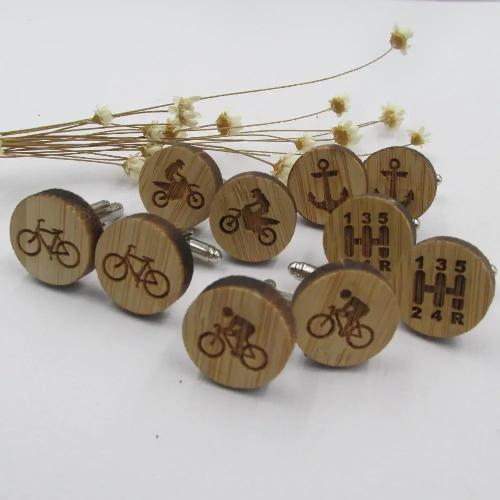 Модные свадебные юбилейные деревянные Запонки для мужчин велосипедные