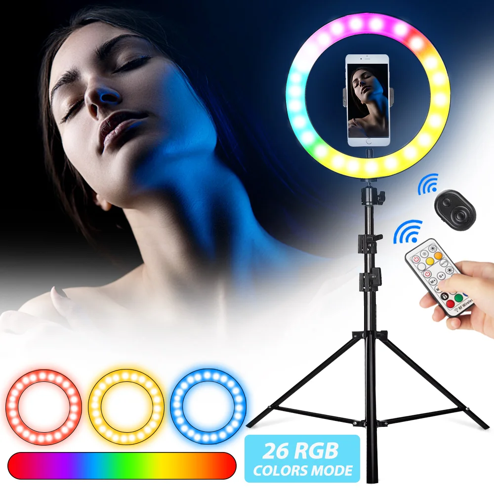 EyeGrab 10/12/14 дюймов 26 Цвета RGB светодиодный кольцевой светильник со штативом