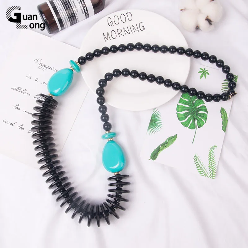 Длинные ожерелья Guanlong из смолы для женщин 2020 Акриловые Модные чокеры бисера