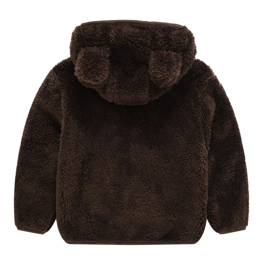 Детская зимняя одежда для малышей милая куртка на молнии с длинными рукавами и ушками для девочки мальчики плотное хлопковое пальто с капюшоном теплая верхняя одежда
