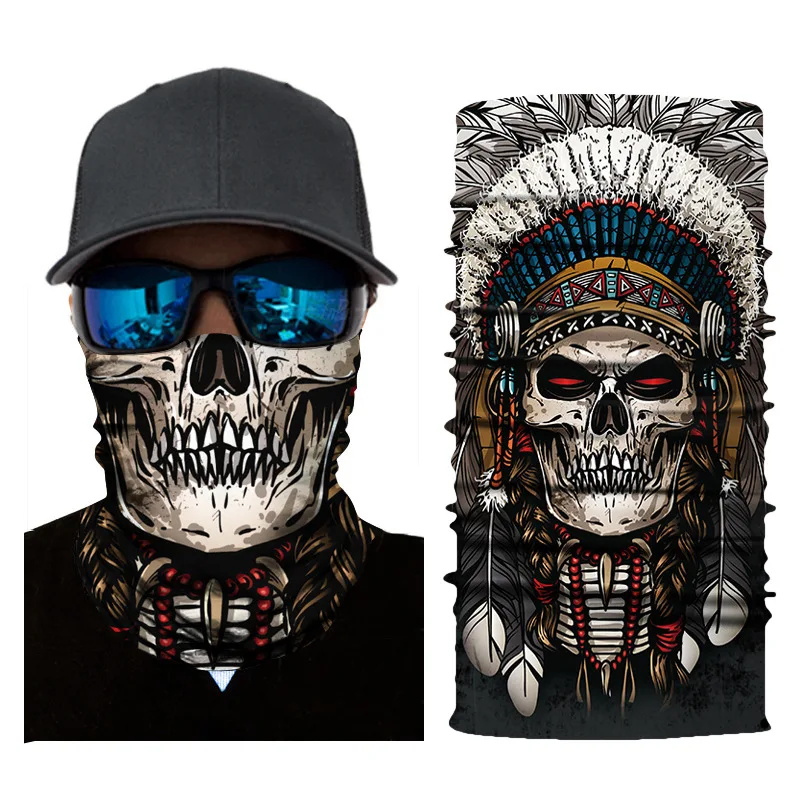 Бандана для шеи мужская бесшовная тонкая трубчатая с 3D рисунком Фараона |