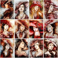 5d diy diamond painting fashion lady portrait embroidery full round square drill cross stitch vintage mosaic pictures home decor