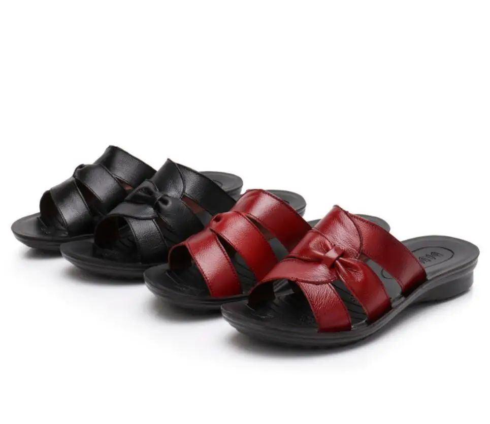 Шлепанцы женские из натуральной кожи открытый носок летняя обувь без застежки на