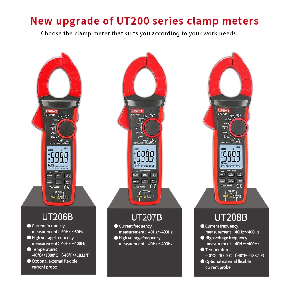 Цифровой мультиметр-зажим UT206B UT207B UT208B портативный автоматический измеритель