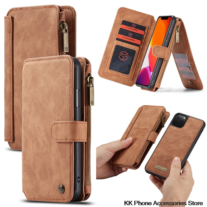 Съемный кожаный флип чехол для телефона iPhone 11 Pro Max Роскошный многофункциональный