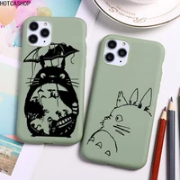 cute totoro ghibli miyazaki anime phone case for iphone 12 11 pro max mini xs 8 7 6 6s plus x se 2020 xr candy green silicone