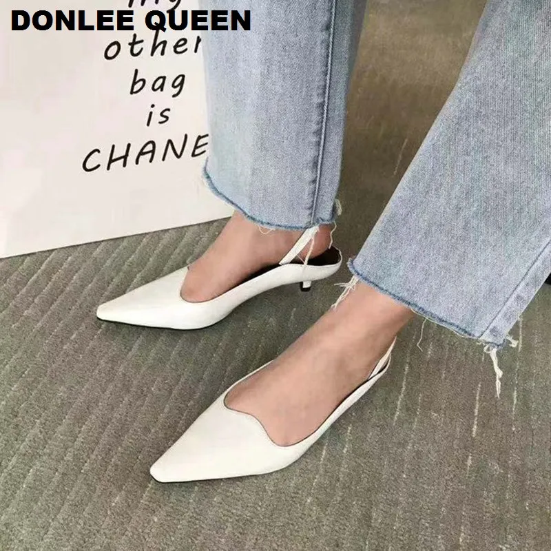 Модные весенние босоножки с ремешком на пятке Женские туфли лодочки Обувь острым